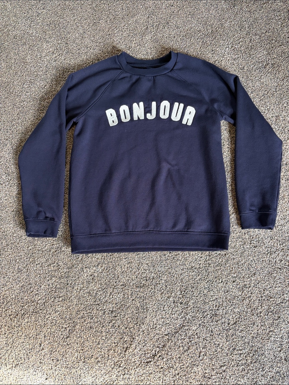 Boys Peyton & Parker Navy 'Bonjour' Crewneck Sweatshirt Size Medium 10/12